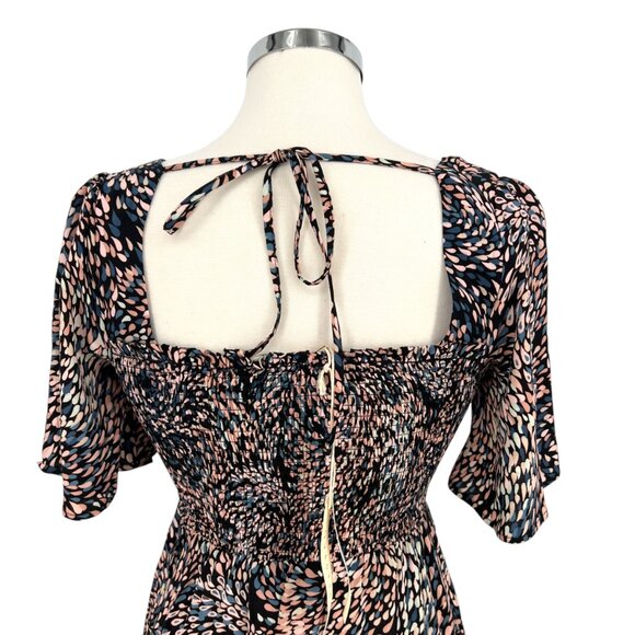 Lovestitch Floral Maxi Dress Square Neck Flutter Sleeve Multi Size Small NWT - Picture 7 of 14